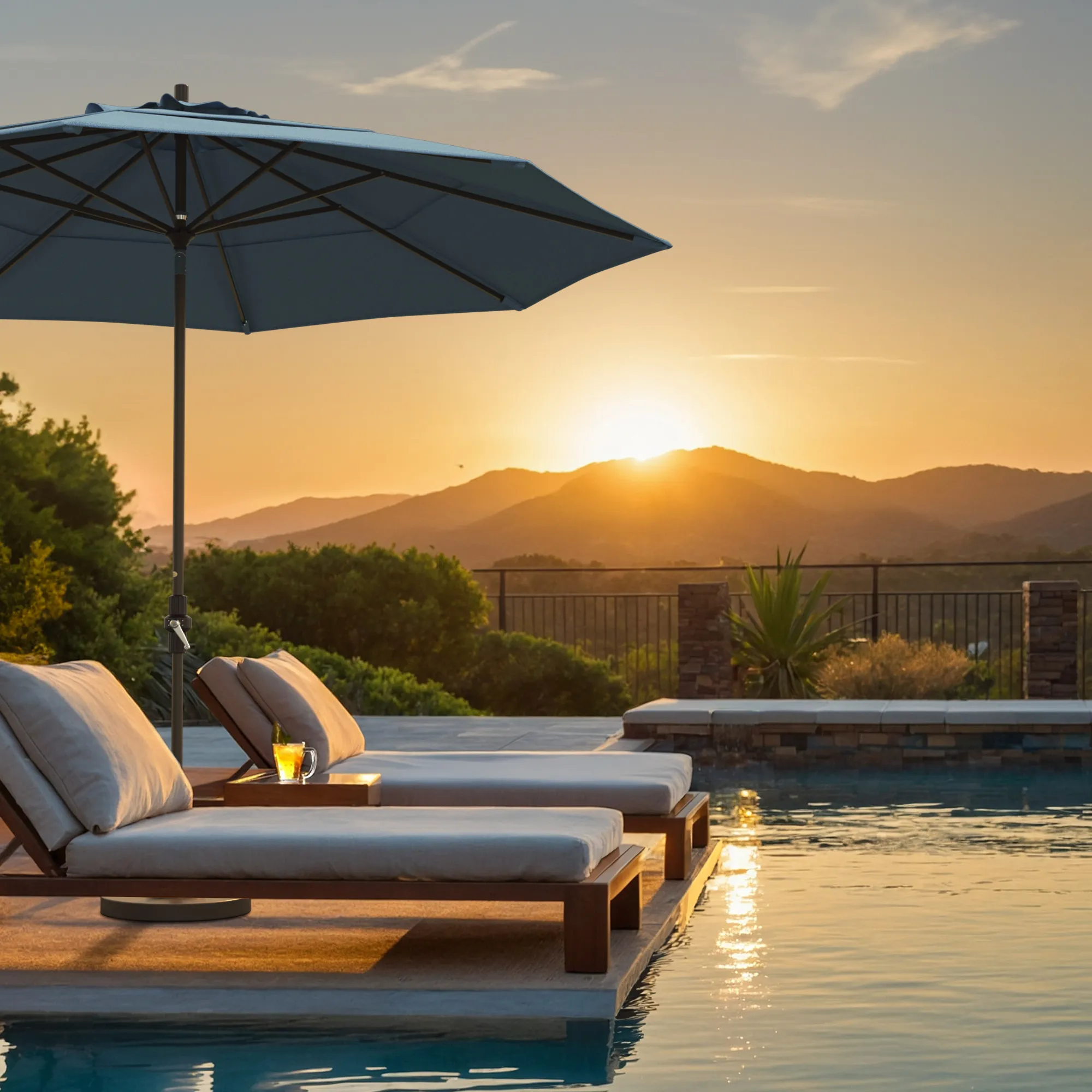 Photo of the durable aluminum center pole of the Golden State Series residential patio umbrella, showcasing its robust construction and sleek design tailored for longevity in home outdoor settings.