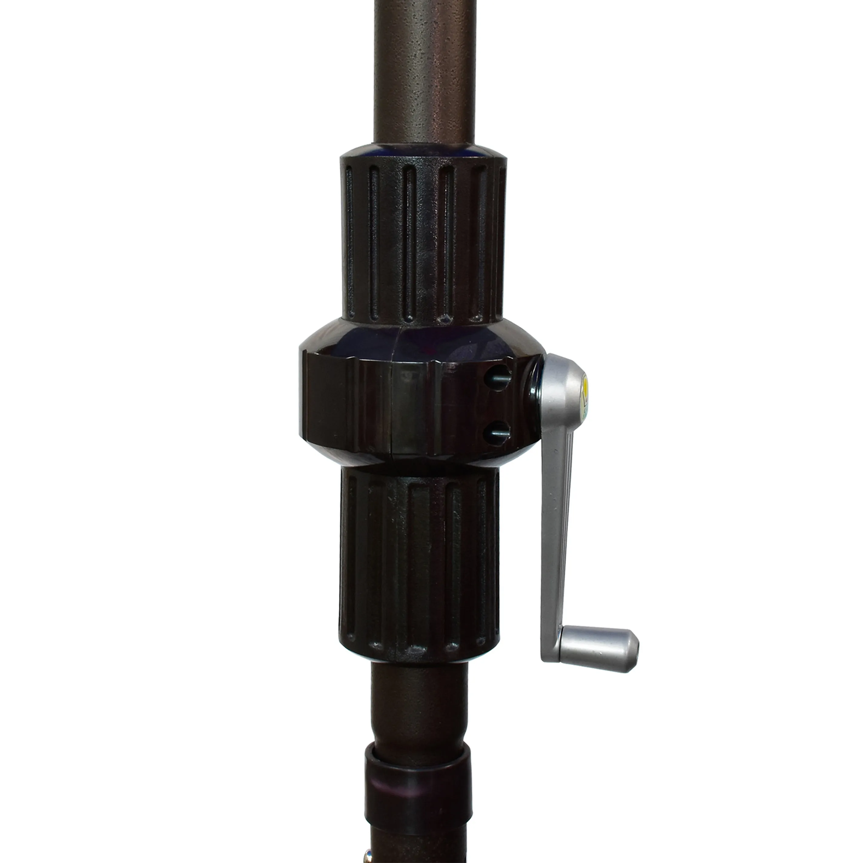 Close-up of the smooth crank lift system on the Tahoe Series Patio Umbrella, offering easy, reliable operation to open and extend its wide canopy.
